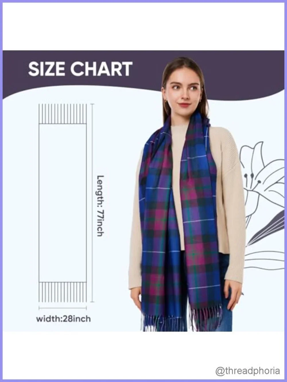 100% Polyester Plaid Pashmina Wrap Shawl Scarf Women Winter Oversized
